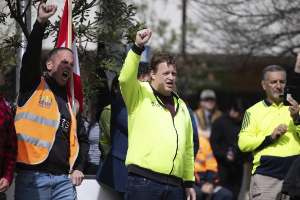 Zach Smith at the CFMEU rally in Canberra.